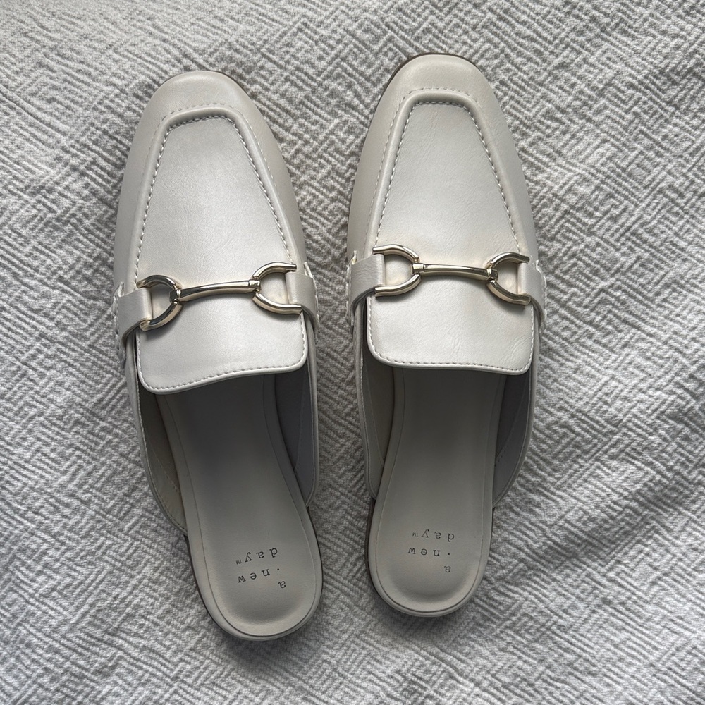 a new day Cream Mules with Silver Detail